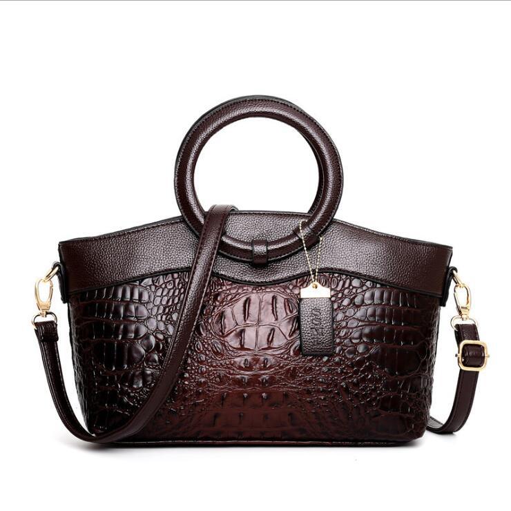 Women's Fashion Crocodile Pattern Mixed Color Handbags