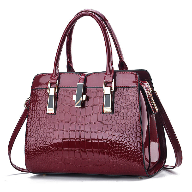 Fashion Shining Leather Large Capacity Crocodile Shoulder Bags