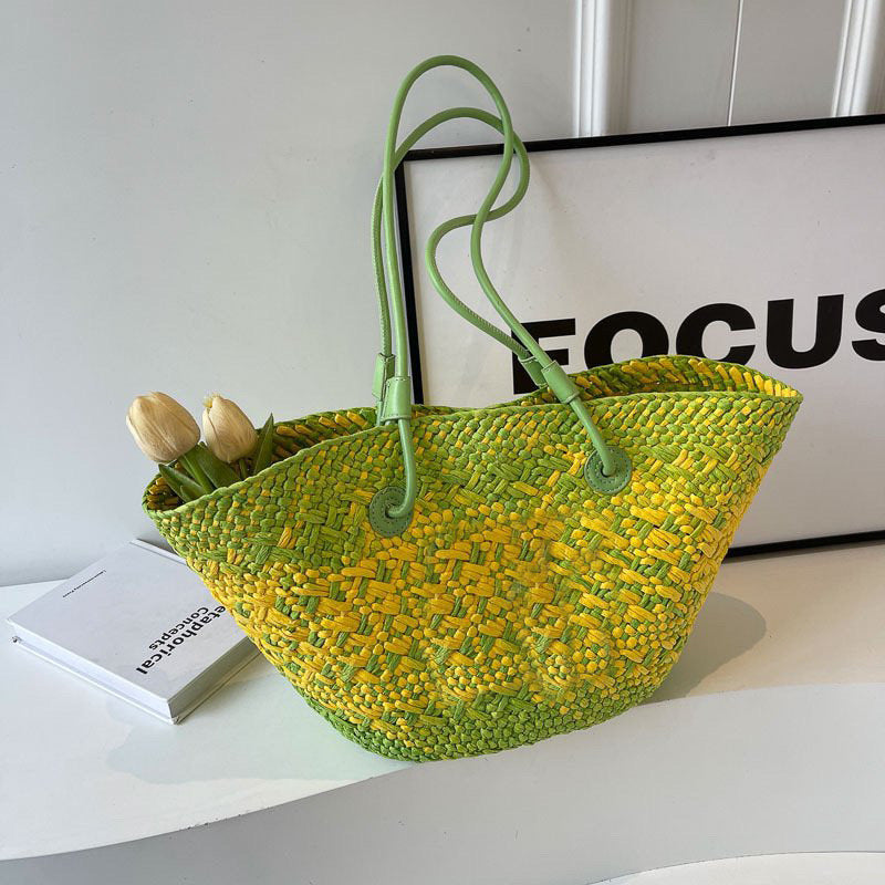 Straw Large Capacity French Hand-woven Holiday Crossbody Bags
