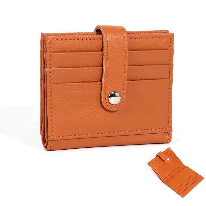 Women's First Layer Cowhide Korean Simple Short Two Ladies Wallet