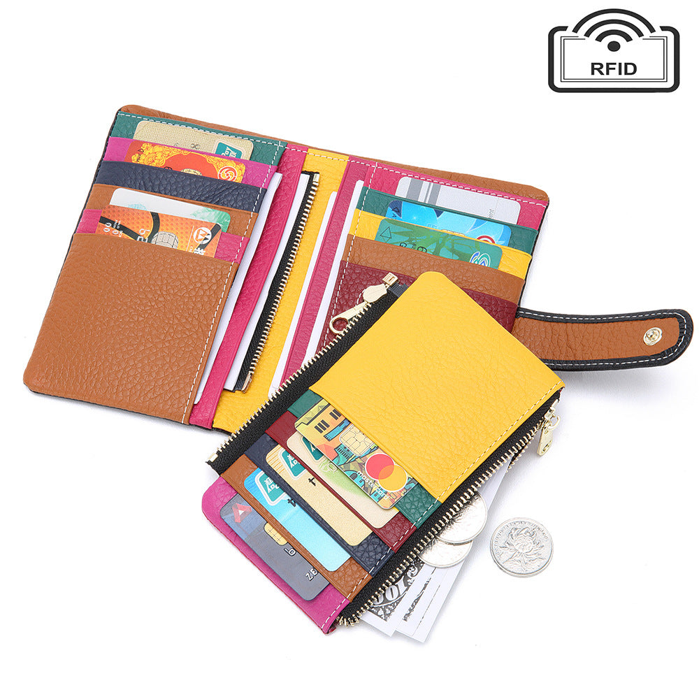 Short Female Fashion Zipper Soft Cowhide Ladies Wallets