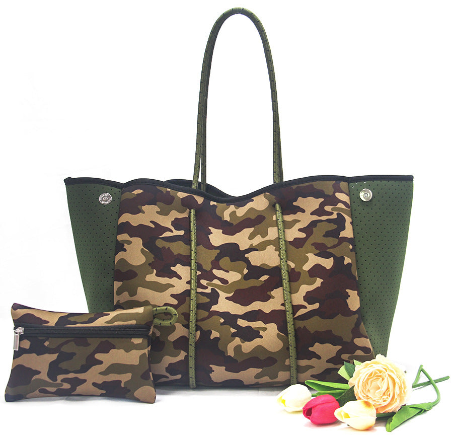 Leopard Print Printed Black Portable Beach Shoulder Bags