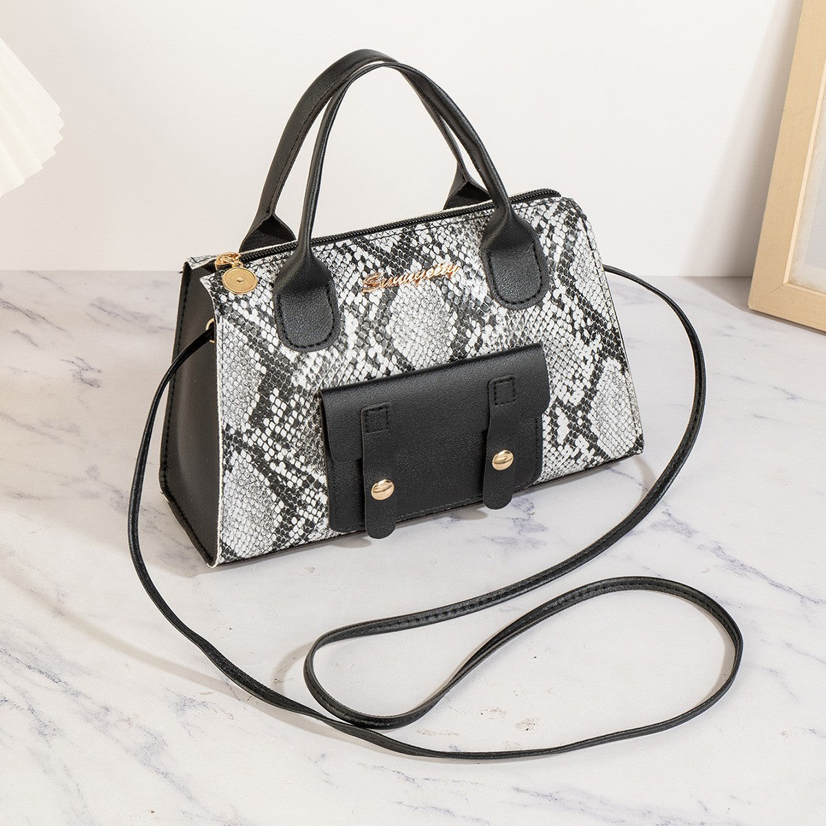 Women's Niche Advanced Texture Golden Stone Pattern Affordable Luxury Purses
