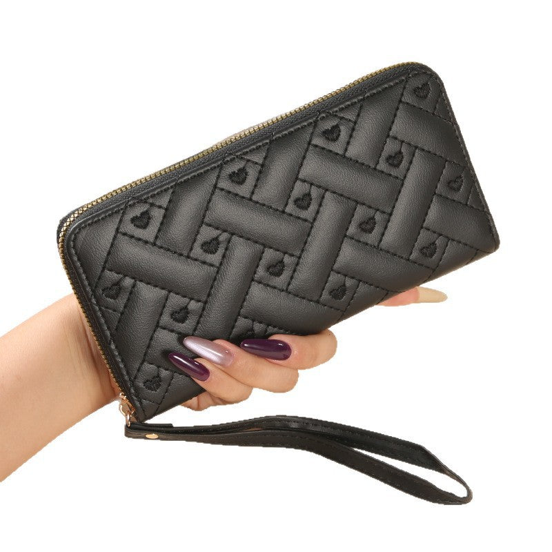Women's Large Capacity Single Zipper Embroidered Multiple Ladies Wallet