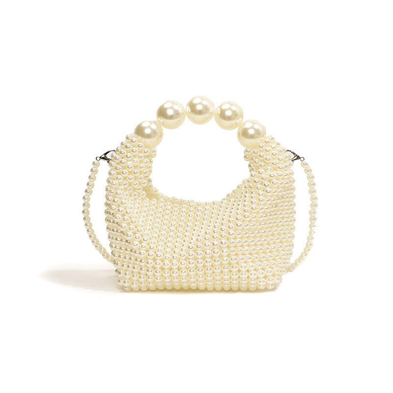 Women's Handmade Woven Dinner French Retro Fairy Pearl Handbags
