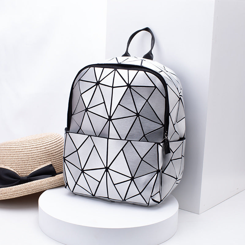 Women's Geometric Trend Rhombus Luminous Color Changing Backpacks