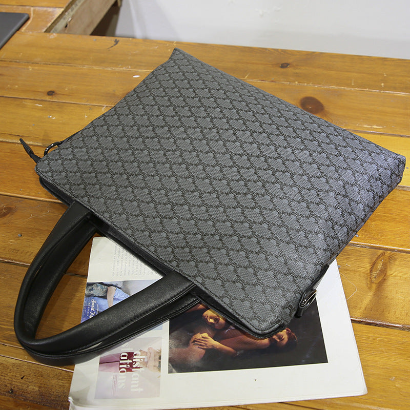 Men's File Computer Light Business Black Plaid Men's Handbags