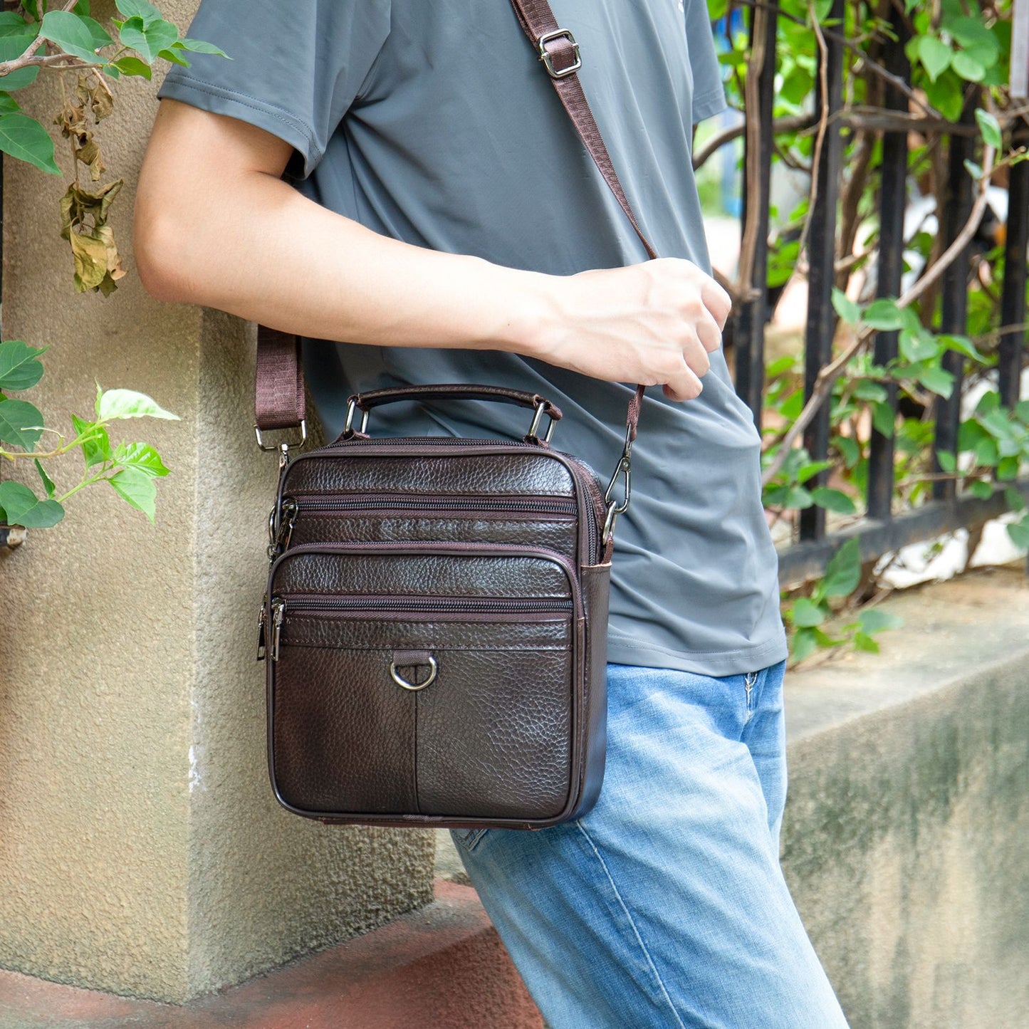 Men's Leather Business First Layer Cowhide Men's Shoulder Bags