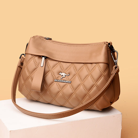 Women's Soft Leather Rhombus Fashion Large Capacity Crossbody Bags