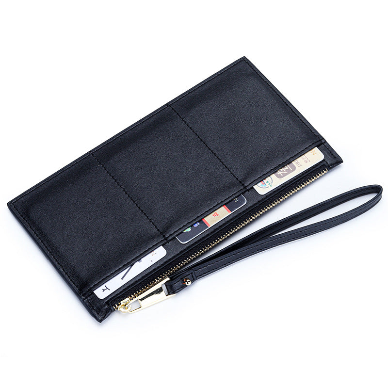 Women's Genuine Leather Hand-held Fashion Woven Long Bags