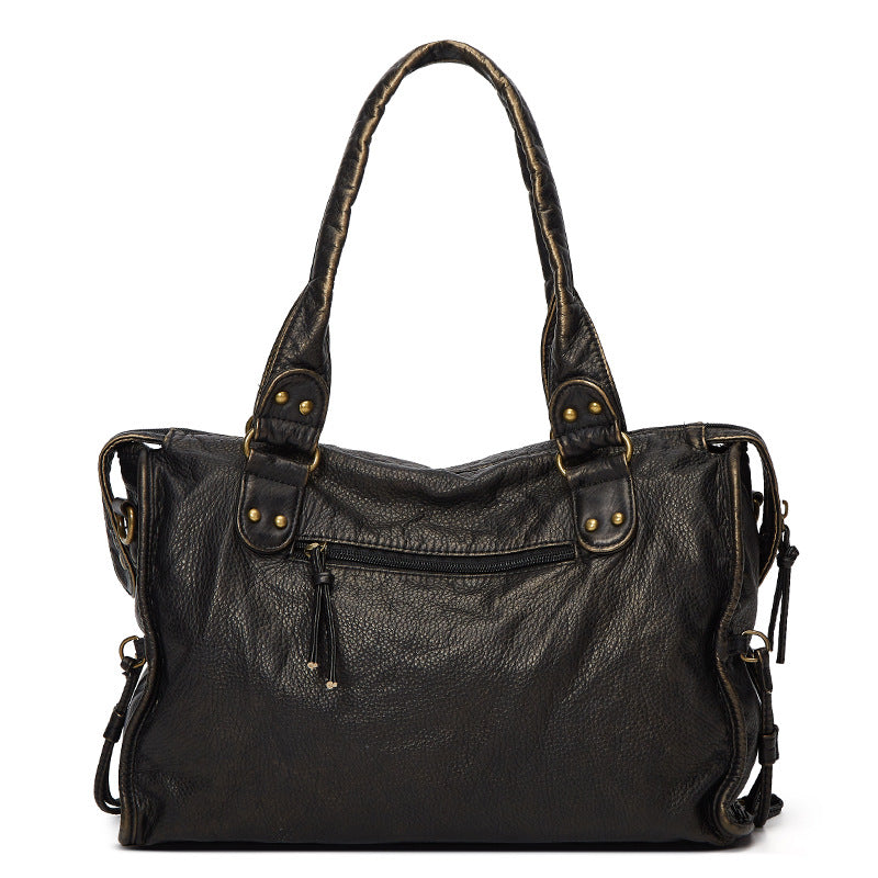 Retro Distressed Waste Soil Style Worn Looking Washed-out Women's Shoulder Bag