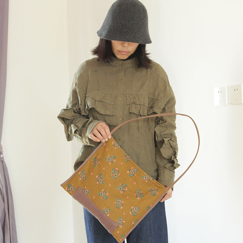 Women's Cool Linen Retro Floral Lightweight Shoulder Bags