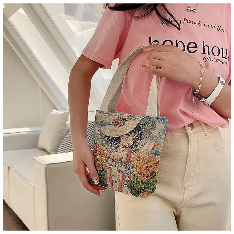 Women's Ethnic Style Elephant Embroidery Woven Flower One Women's Shoulder Bag