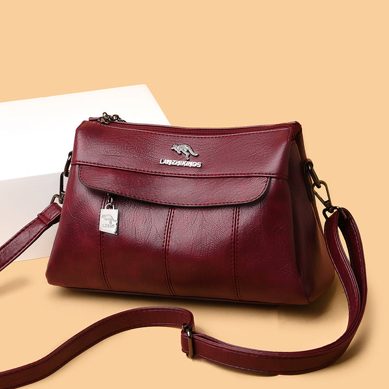 Women's Fashion Solid Color Soft Leather Large Shoulder Bags