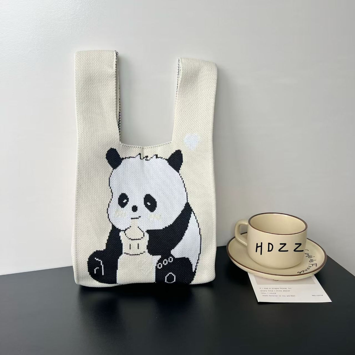 Women's Cute Panda Knitted Gift Niche High-grade Women's Handbag