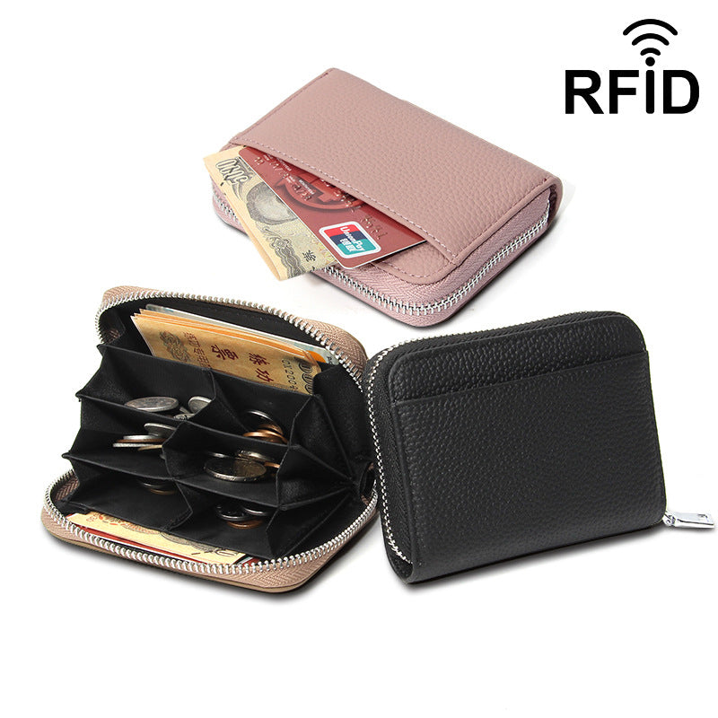 Women's First Layer Cowhide Short Leather Compartment Ladies Wallet