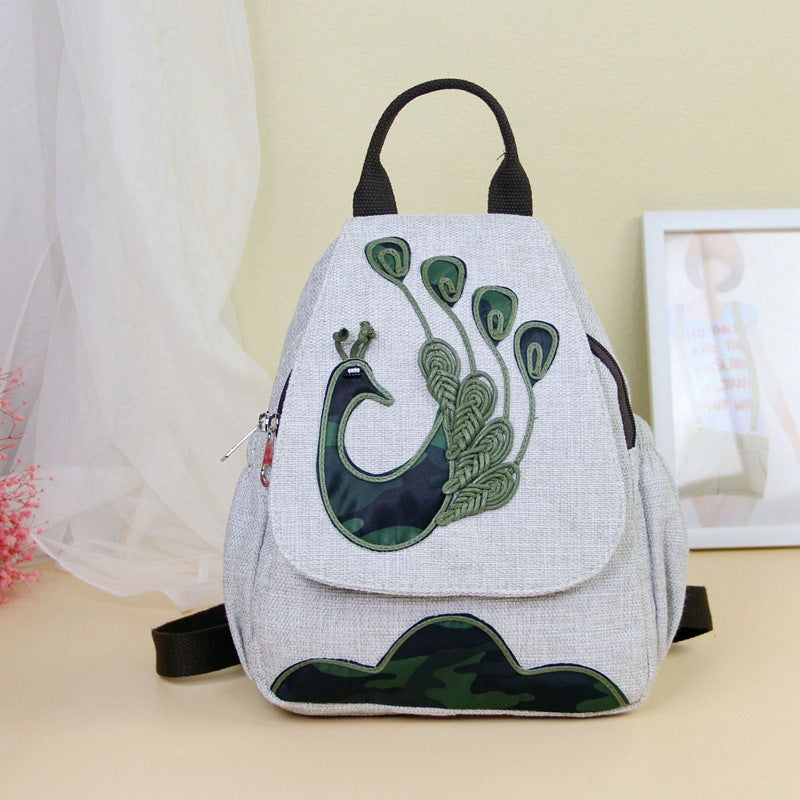 National Style Cotton Linen Double Layer Backpacks