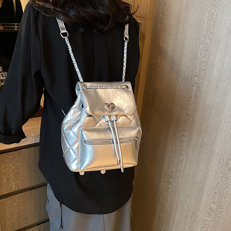 Women's Diamond Check Chain Fashion Portable Texture Backpacks