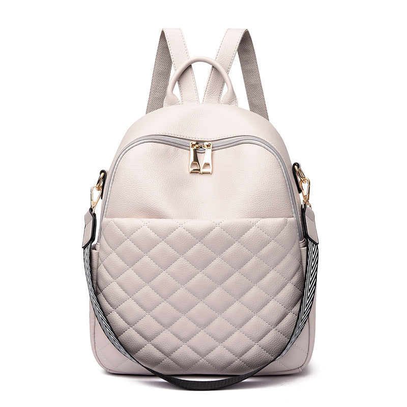 Rhombus Soft Leather Simple Large Capacity Backpacks