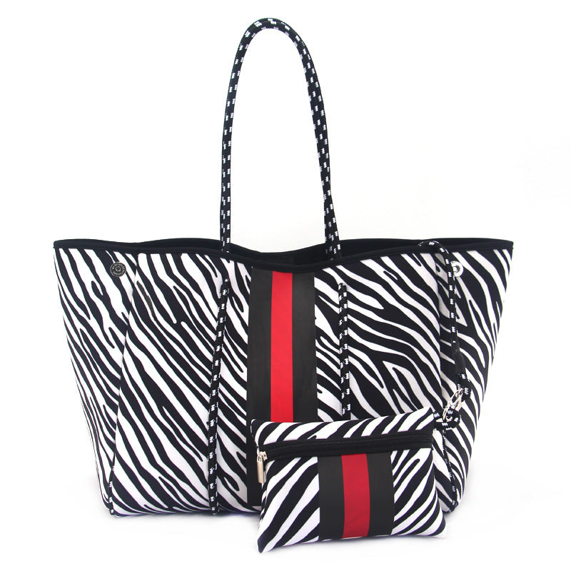 Leopard Print Printed Black Portable Beach Shoulder Bags