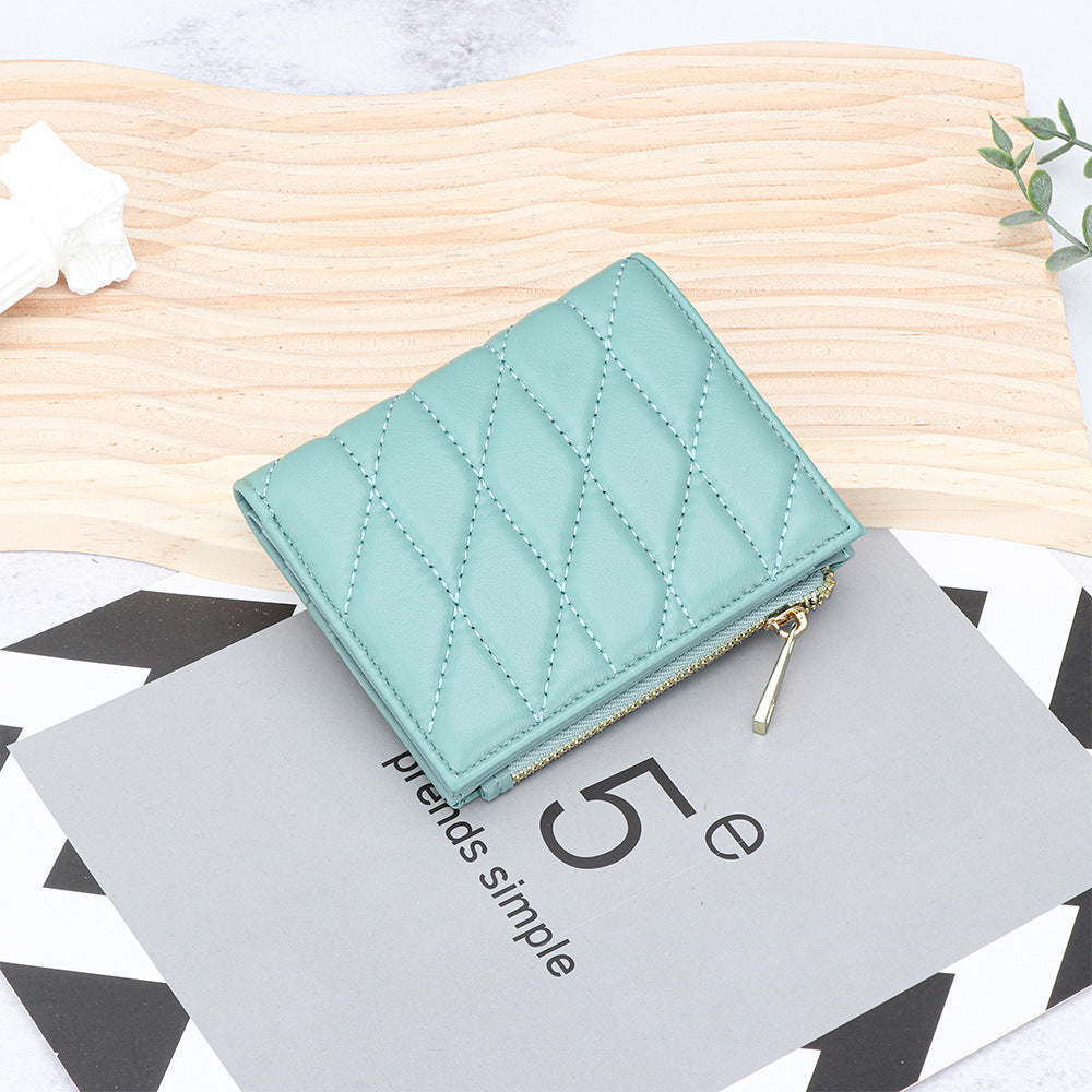 Women's Sheepskin Multiple Slots Fold Genuine Leather Ladies Wallet