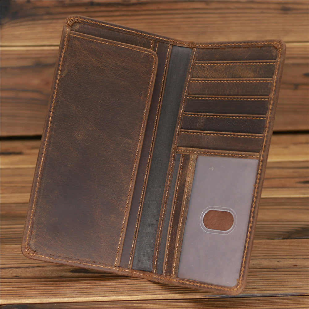 Men's Horse Leather Long First Layer Cowhide Men's Wallets