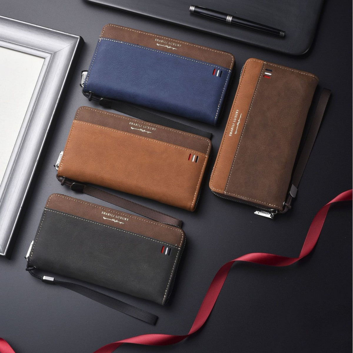 Men's Long Zipper Multiple Slots Large Capacity Mobile Men's Wallet