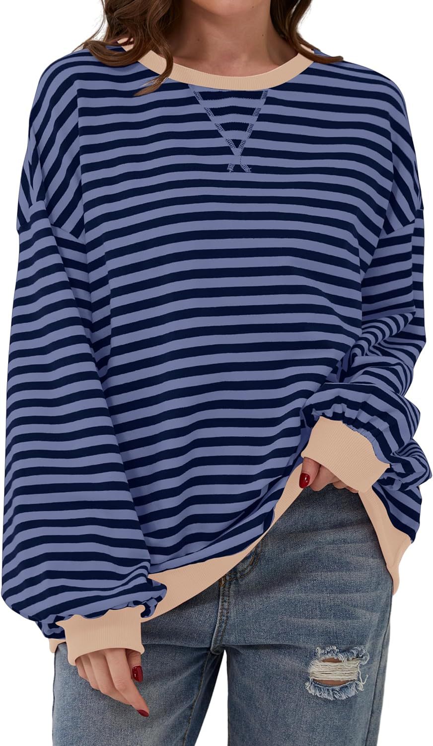Women's Slouchy Innovative Loose Casual Striped Sweaters