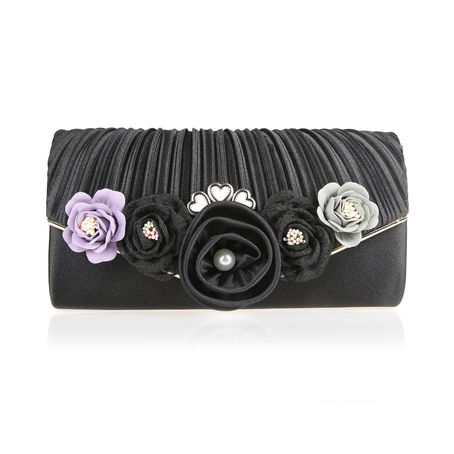 Fresh Long Flower Pleated Elegant Clutch Evening Bags