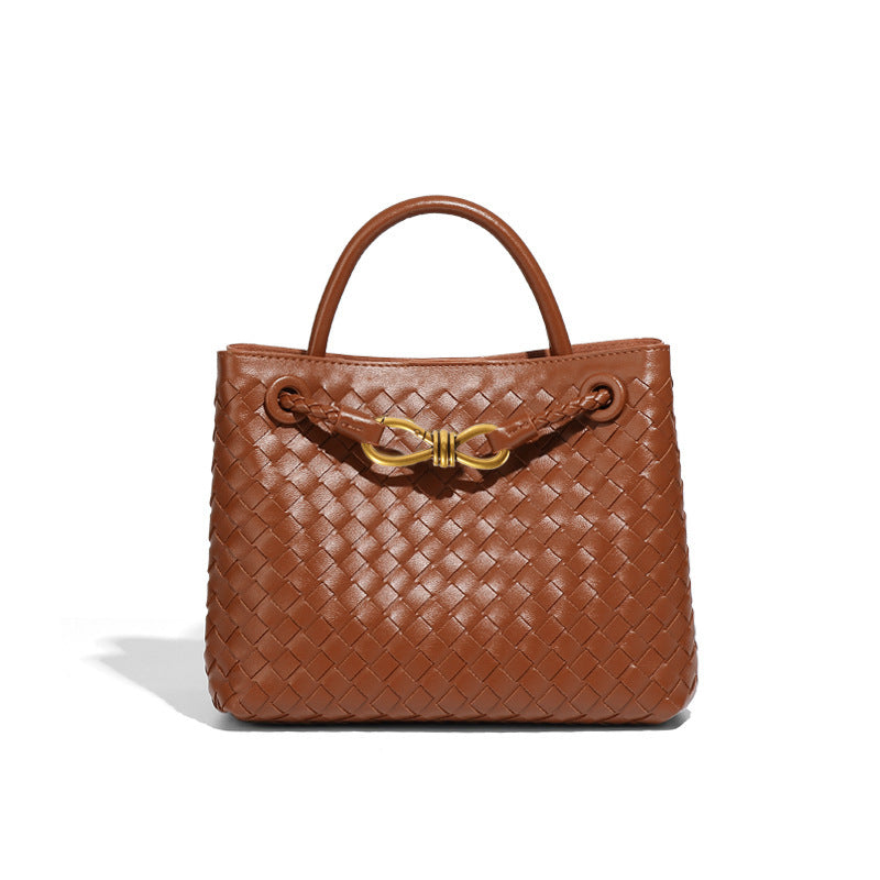 Women's Large Capacity For Pure Color Hand-woven Women's Handbag