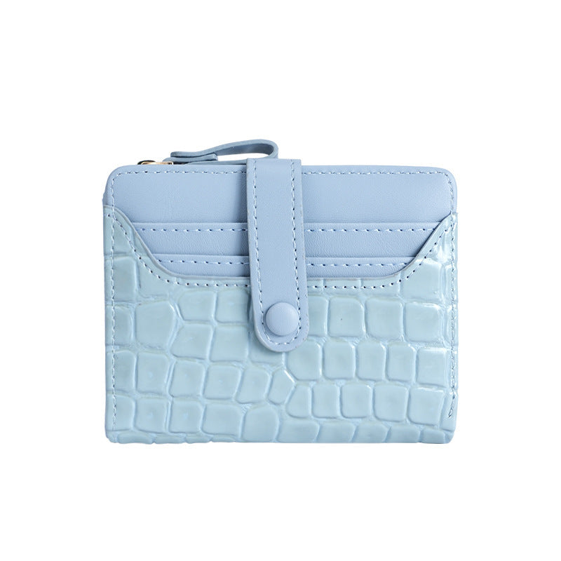 Women's Stone Crocodile Short Korean Style Zipper Ladies Wallet