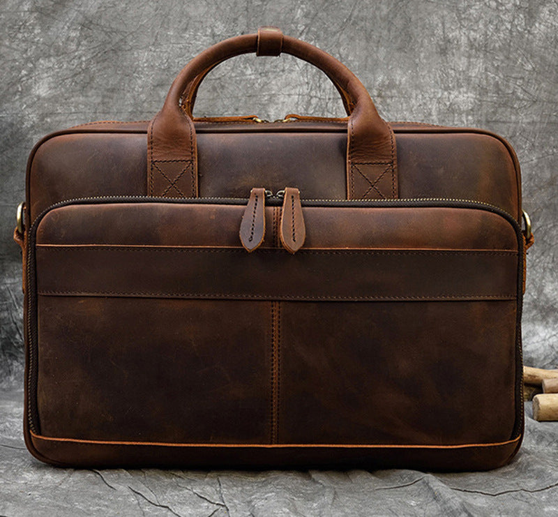 Men's Retro Genuine Leather Commuter Crazy Horse Men's Handbags