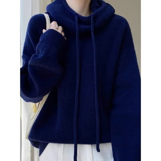 Women's Goods Woolen Hooded Thickened Idle Style Sweaters
