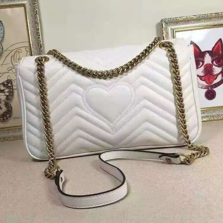 Women's Fashionable Heart Diamond Pattern Chain Shoulder Bags