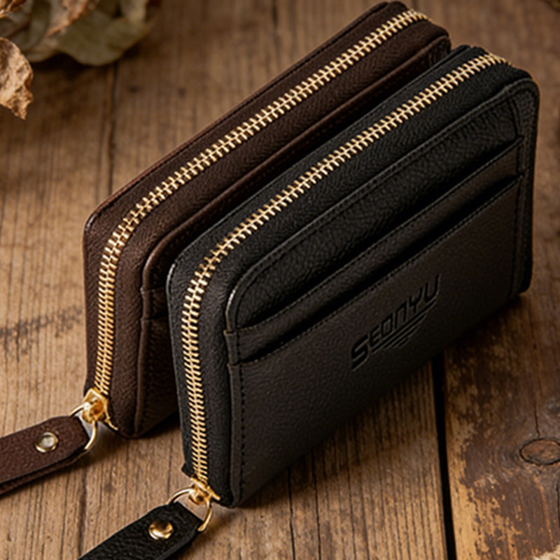Men's Zipper Multiple Slots Large Capacity Business Portable Card Holder