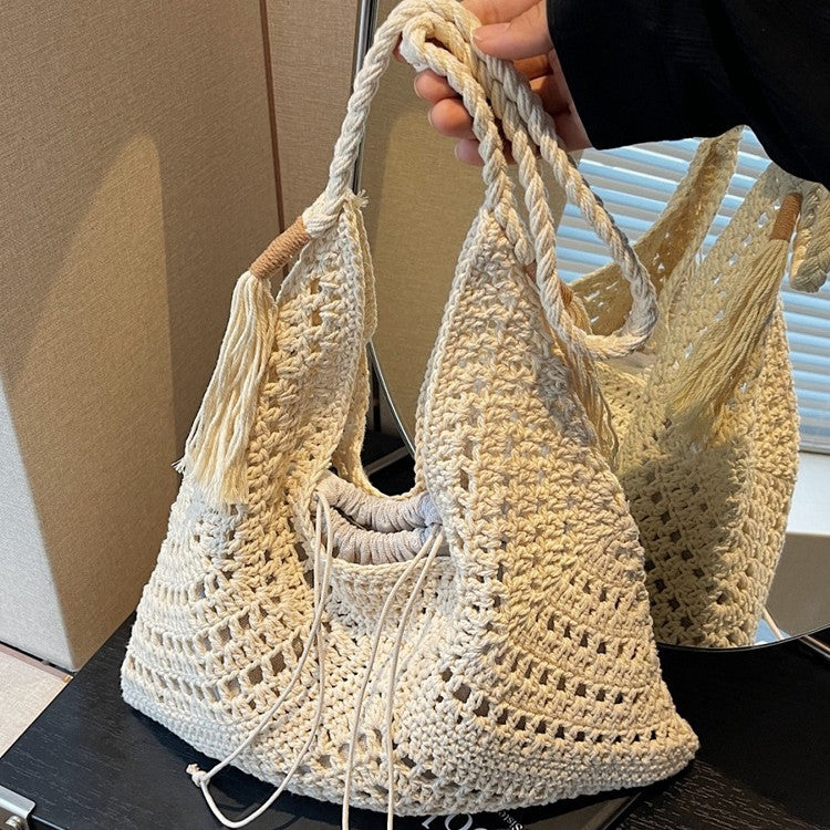 Women's Idle Style Loose Feeling Large Capacity Woven Summer Seaside Holiday Women's Shoulder Bag