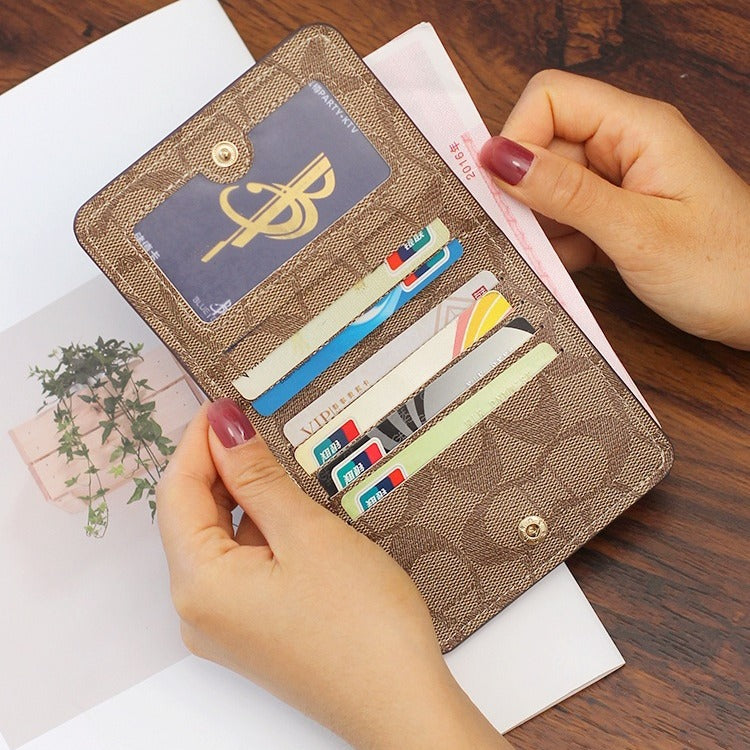 Women's Short Classic Printing Exquisite Thin Folding Multi Ladies Wallet