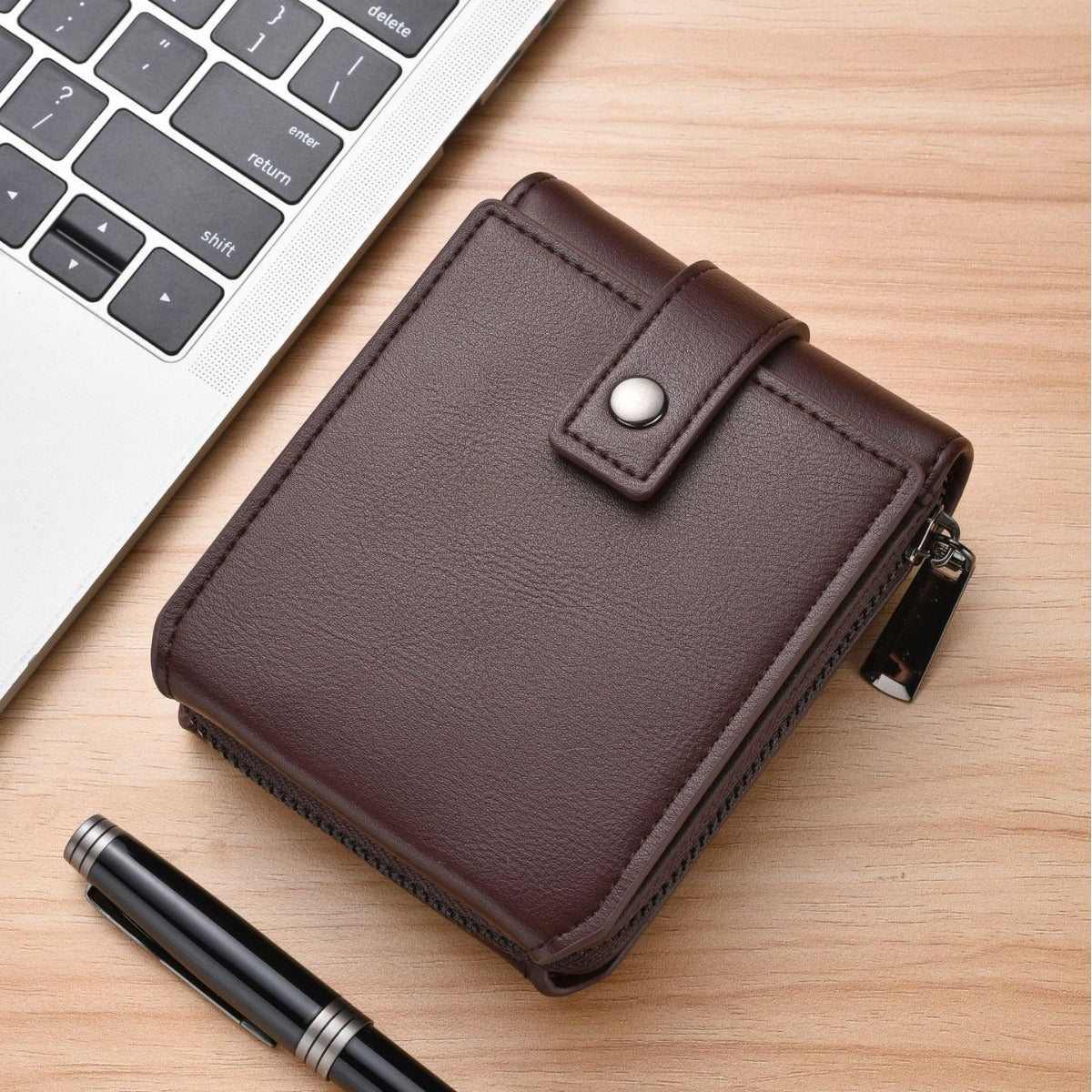 Men's Simple Thin Multiple Slots Large Capacity Zipper Horizontal Commuter Soft Men's Wallets