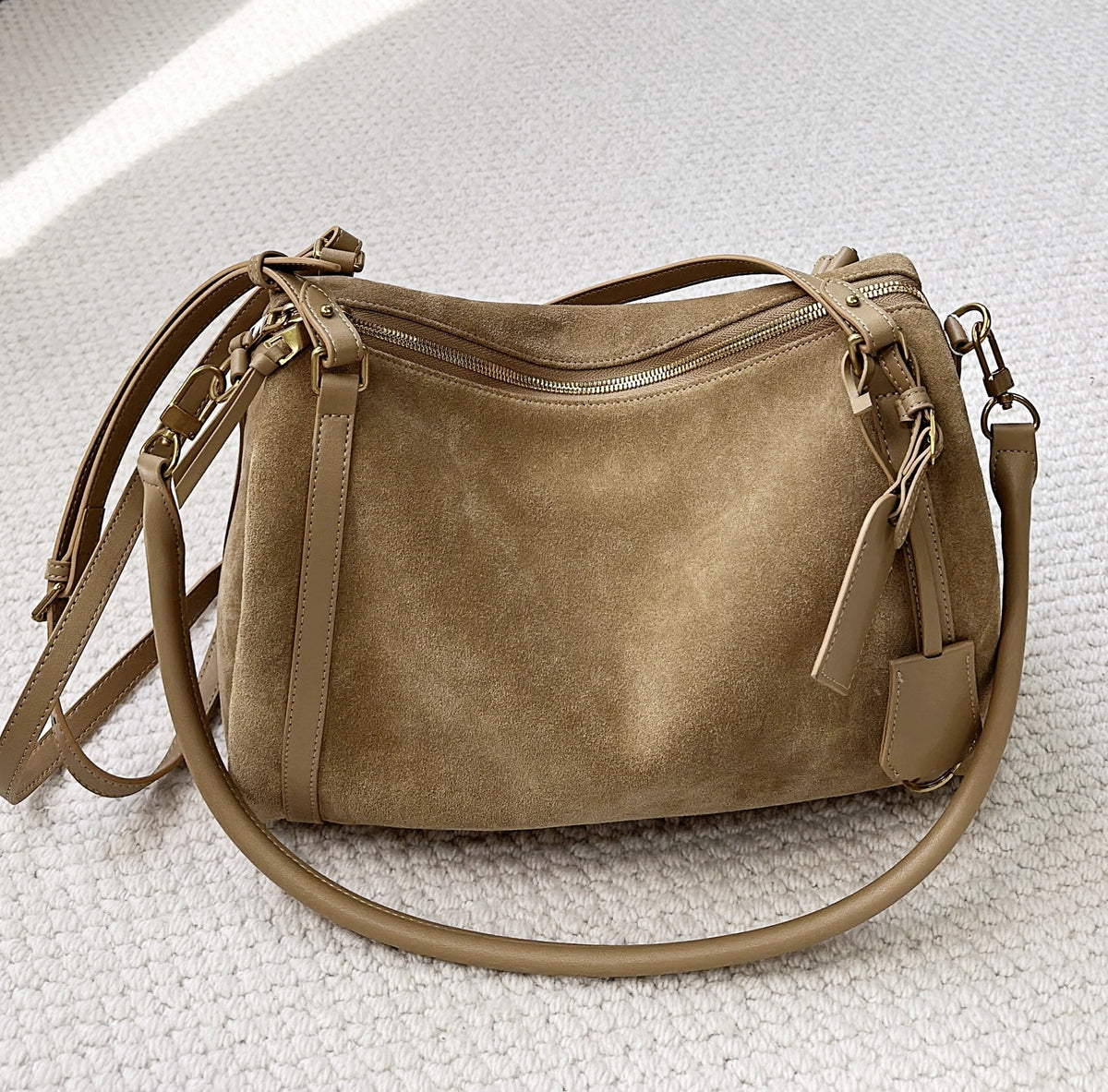 Vintage Matte Cowhide Boston Pillow Large Bags