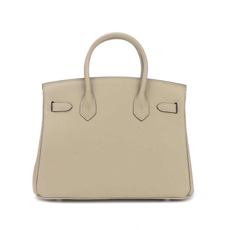 Sier Kelly Leather Large Capacity Litchi Handbags