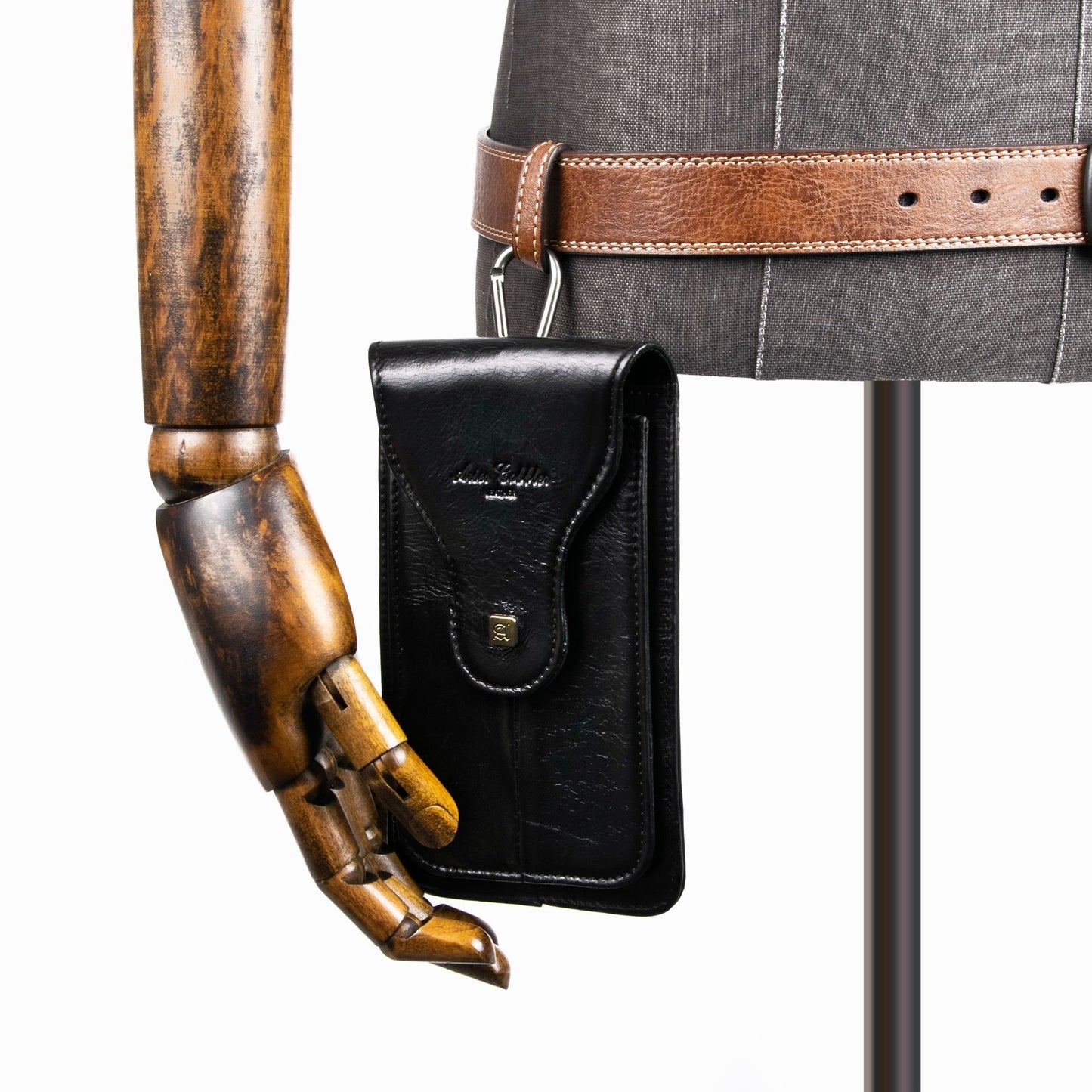 Men's Thin Leather Mobile Hanging First Layer Phone Bags