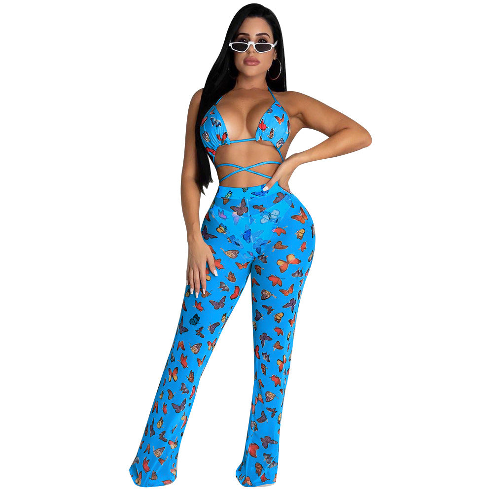 Women's Summer Hollow Bikini Flounced Two-piece Set Suits