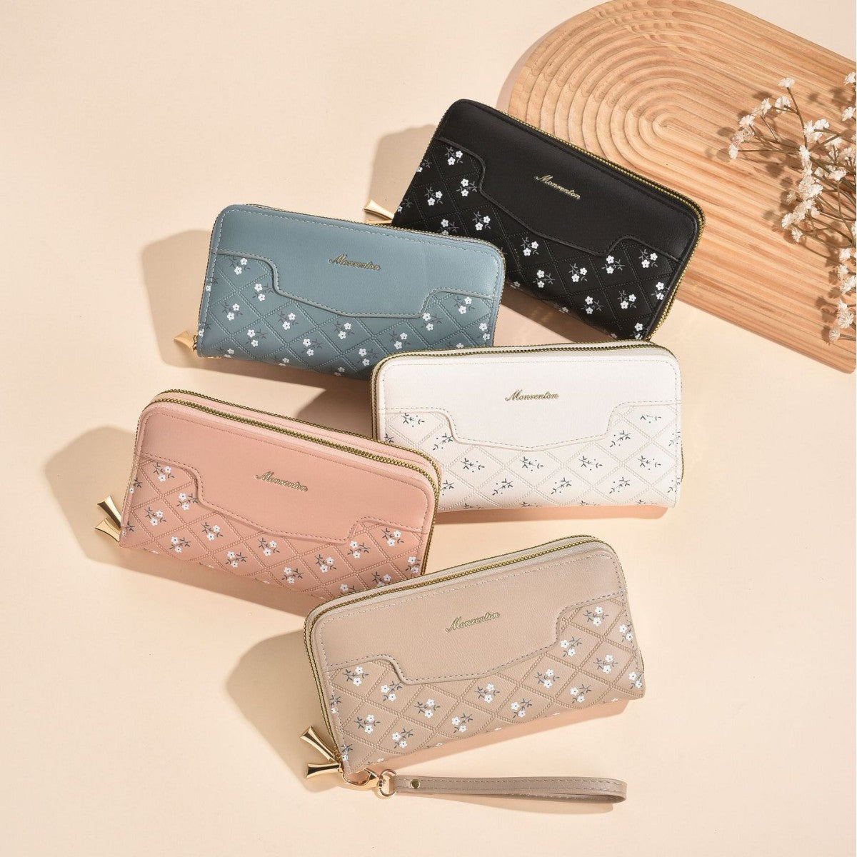 Women's Long Double Zip Trendy Large Capacity Simple Handbags