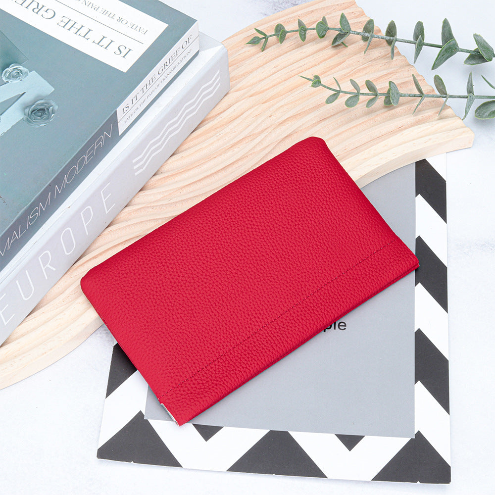 Cowhide Lady's Simple Long Automatic Closure Makeup Ladies Wallet