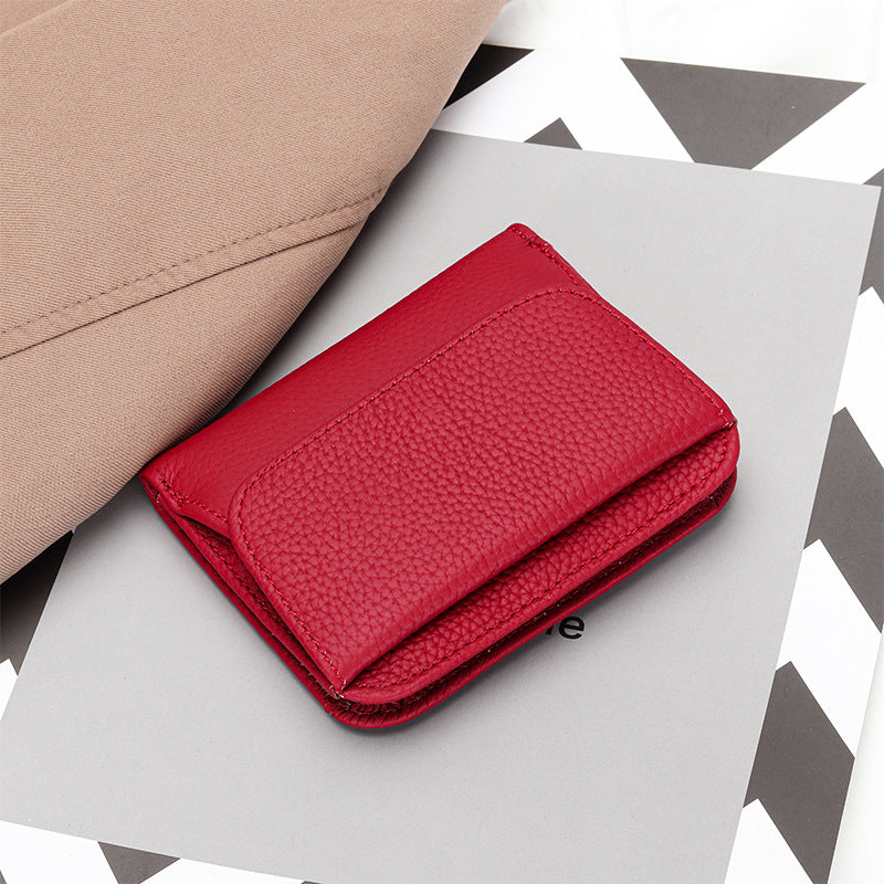 Women's Full Leather Simple Folding Genuine Ladies Wallet