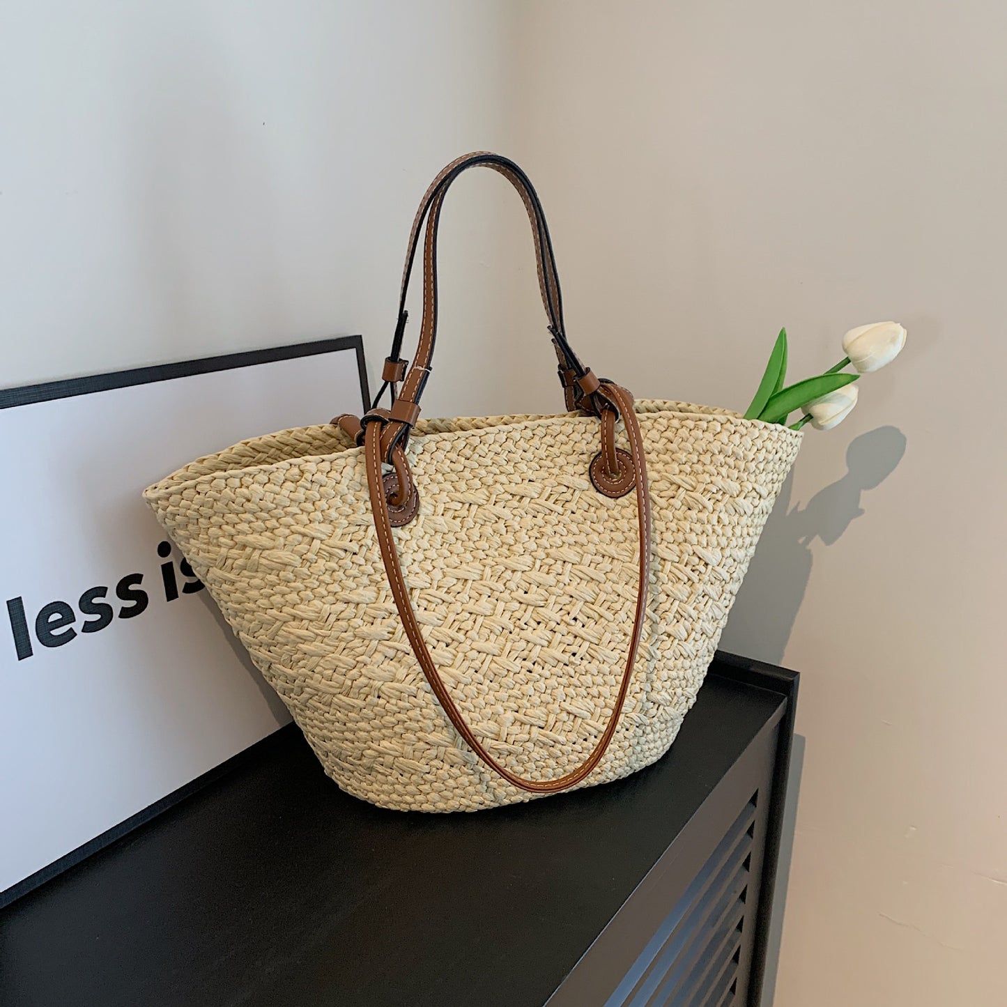 Women's Straw Summer Seaside Beach Portable Large Shoulder Bags