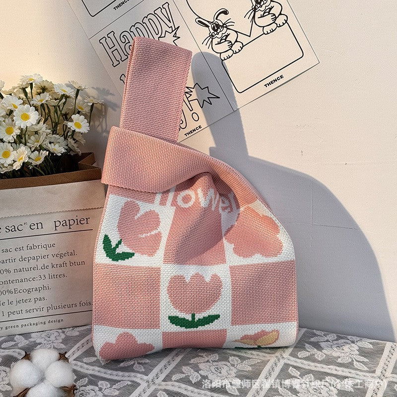 Women's Knitted Fashionable Carrying Lunch Box Gift Urban Women's Handbag