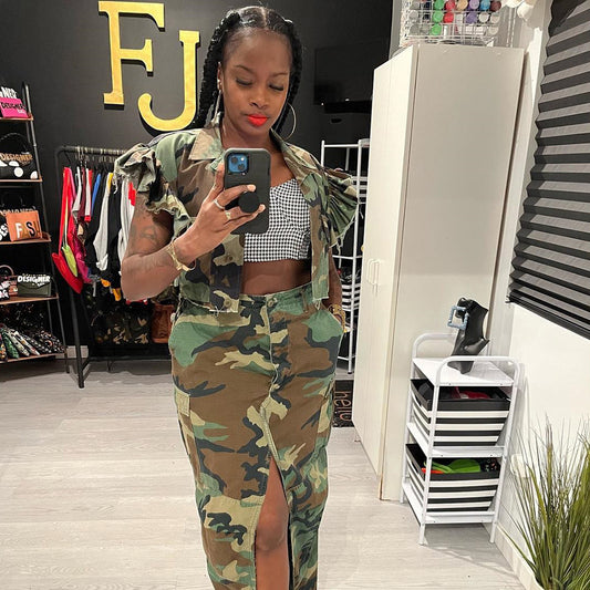 Women's Buckle Trendy Midriff Outfit Camouflage Breathable Vests