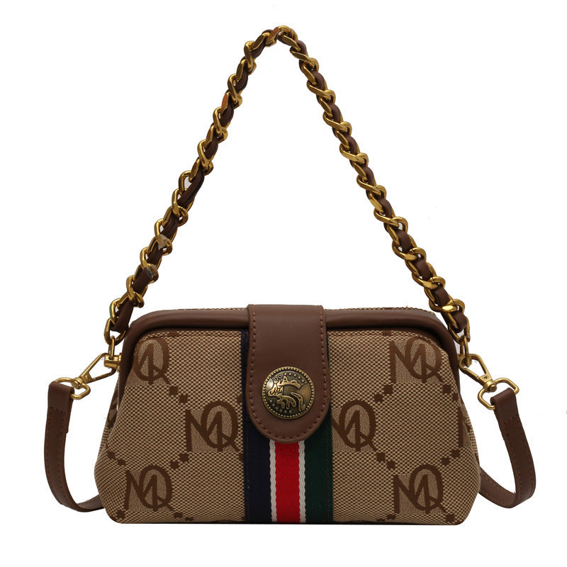 Women's Niche Retro Clip Color Matching Graceful Shoulder Bags