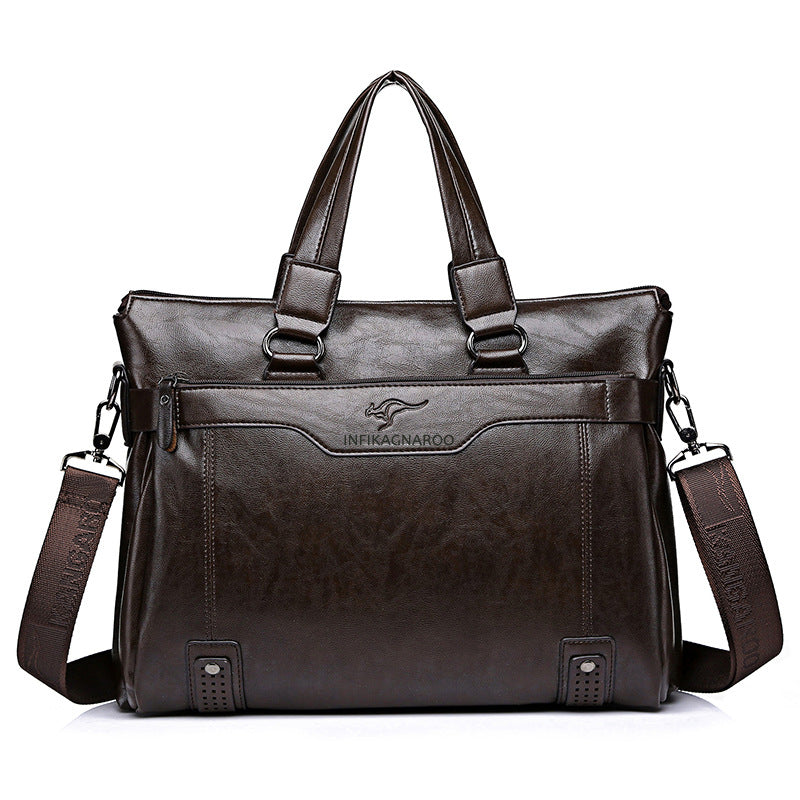 Men's Leather Horizontal Large Capacity Business Document Bags